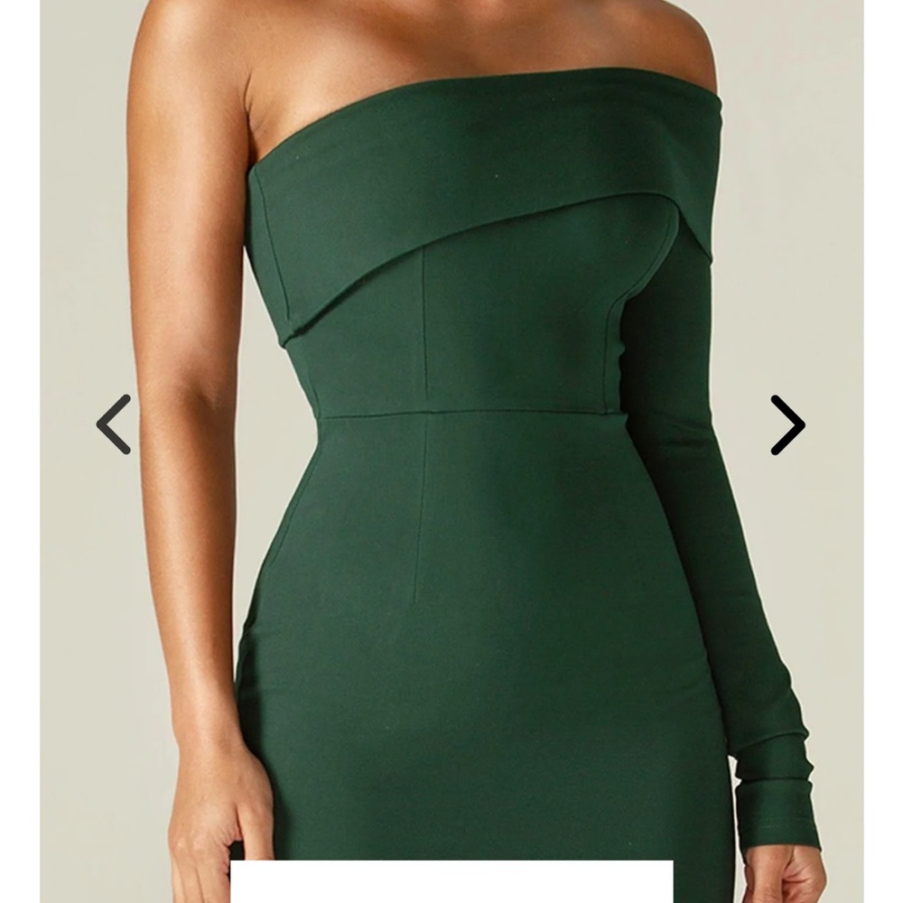 Green One Shoulder Scuba Dress